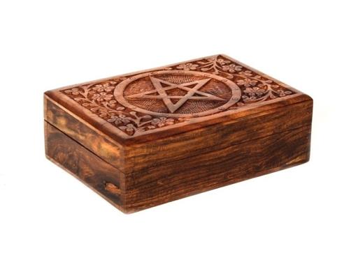 Box Carved Pentagram With FLOWERS
