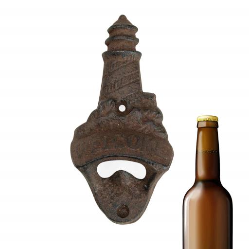 CAST IRON Bottle Opener Lighthouse Brown