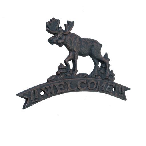 CAST IRON Plaque Moose Welcome