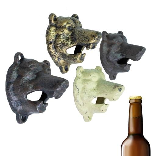 Cast Iron Bottle Opener BEAR Head Asst. 4