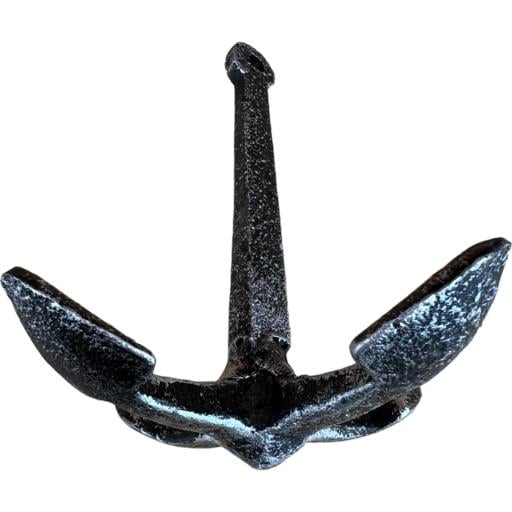 Cast Iron Rusctic Metalic BLACK/Silver Four Pronged Anchor Replica For Nautical Decoration