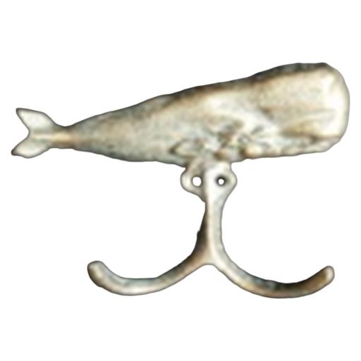 Cast Iron Metallic Silver Sperm Whale Double Wall Mount Key Towel HAT Or Cloth Hook/ Cloth Hanger