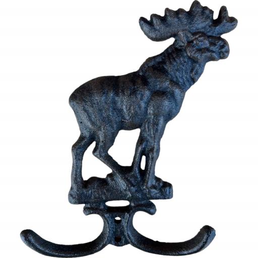 Cast Iron Rustic Metallic Brown Moose Double Wall Mount Key Towel HAT Or Cloth Hook/ Cloth Hanger