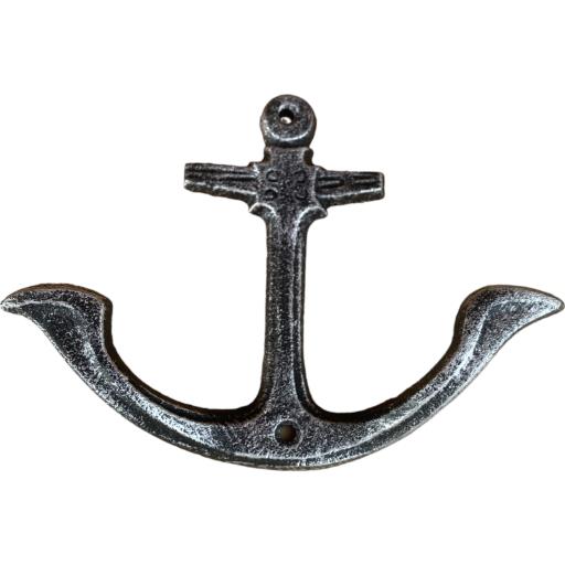 Cast Iron VINTAGE Rustic Black Facaler Wall Mount Anchor With Two Flat Hooks