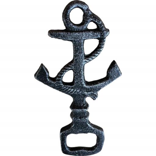 Cast Iron Rustic Metallic BLACK/Silver Anchor With Rope Antique Bottle Opener