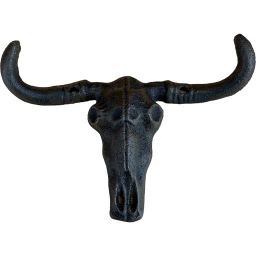 Cast Iron Rustic Metallic Intense Brown Longhorn Cow SKULL Wall Mount Key Coat Towel Hat And Cloth H