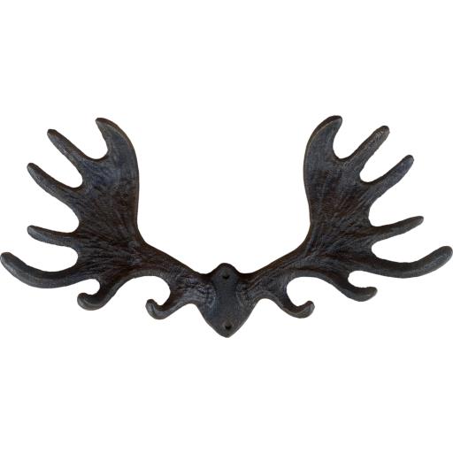 Cast Iron Rustic Metallic Dark Brown Moose Antlers Wall Mount Key Towel HAT Or Cloth Hooks/ Clothes 