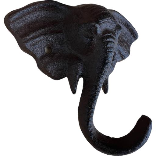 Cast Iron Rustic Metallic Brown/Black Elephant Head Wall Mount Key Towel HAT Or Cloth Hooks/ Clothes