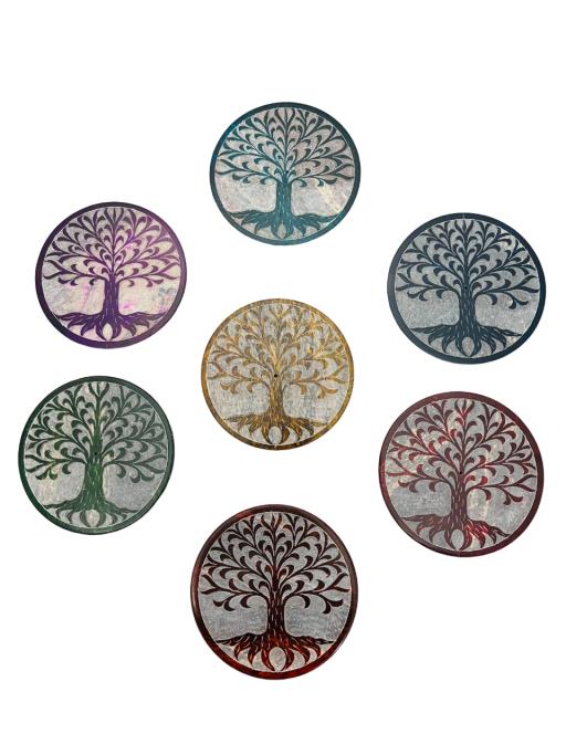 Round Ash Catcher Tree Of Life Asst. 7 Chakra Colours