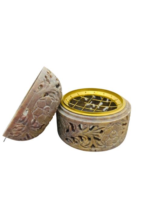 Charcoal Burner Leaf Design With Brass Jali