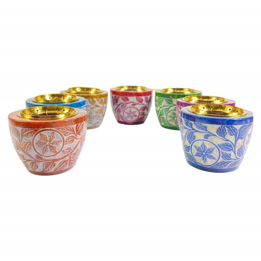 Charcoal Burner Leaf & Flower Design With Brass Jali Asst. 7 Colours