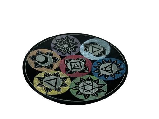 Ash Catcher Seven Chakra Symbols Engraved Circles