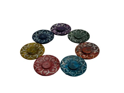 Ash Catcher Seven Chakras Colours With Engraved Lotus Set/7