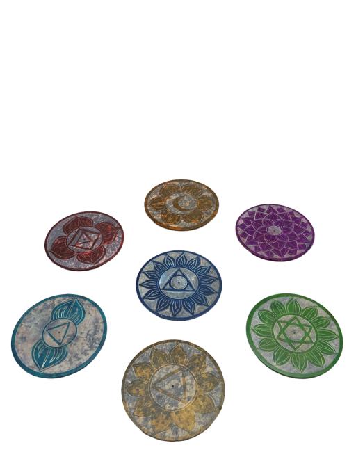 Ash Catcher Engraved Seven Chakras Colours And Symbols Set/7