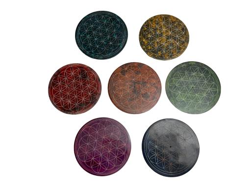 Ash Catcher FLOWER Of Life In Seven Chakra Colours Set/7