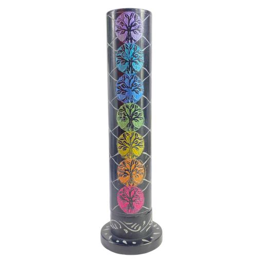 Tower Ash Catcher Engraved Tree Of Life In Seven Chakra Colors