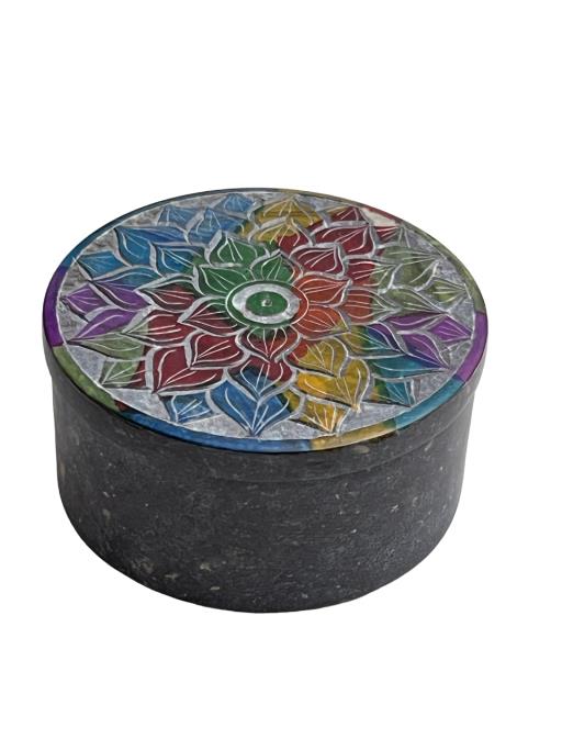 TRINKET BOX Engraved Crown Chakra With Seven Chakra Colors