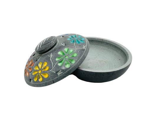 Trinket Box Engraved FLOWER In Seven Chakra Colors