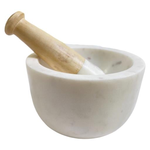 Pastle & Mortar White Marble Carved Om