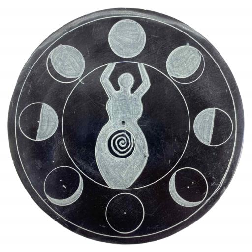 Round Ash Catcher Goddess Moon With Moon Cycle Black Grey