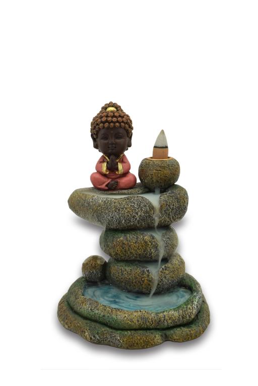 Backflow Incense Burner Baby Buddha On Rocks