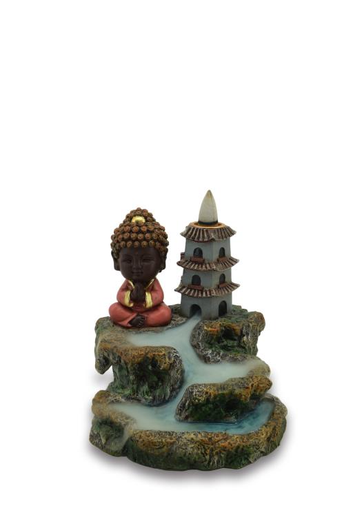 Backflow Incense Burner Baby Buddha With Temple