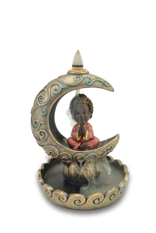 Backflow Incense Burner Baby Buddha With Moon