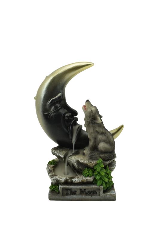 Backflow INCENSE Burner Wolf With Moon