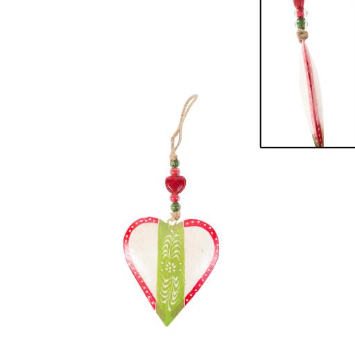Hanging Heart Crackle Painted & Glass BEADS