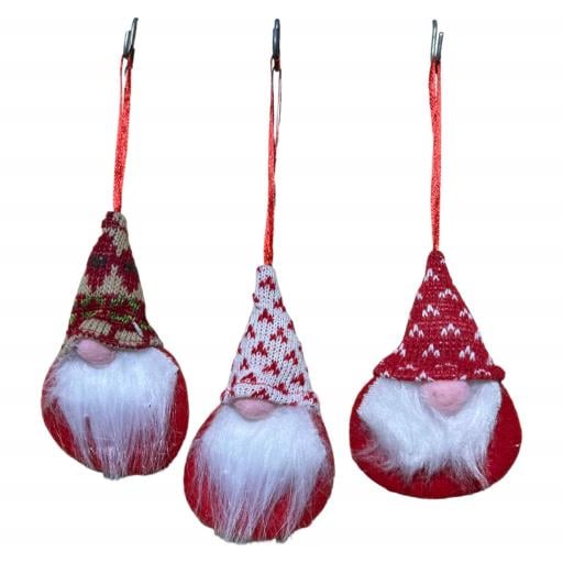 CHRISTMAS Hanging Gnomes Asst. Red White