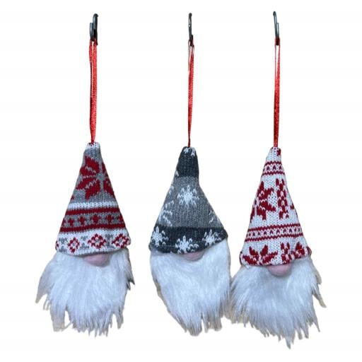 CHRISTMAS Hanging Gnomes Asst. Red White Black