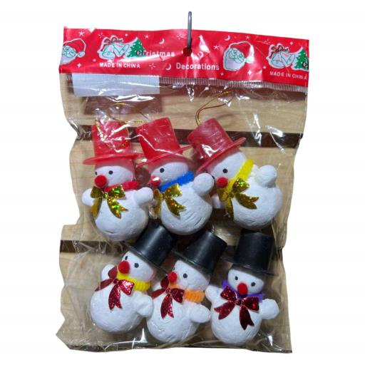 CHRISTMAS Snow Man Pack Of 6 Red Blue Black White