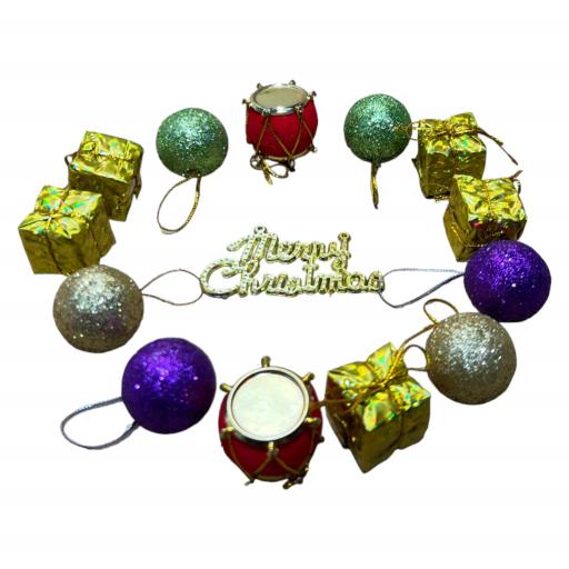 CHRISTMAS Ornaments Pack Of 14  Red Gold Silver Green Purple