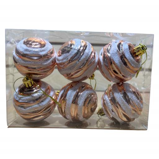 CHRISTMAS Balls With Disco Ball Pattern 6 In Box Gold White