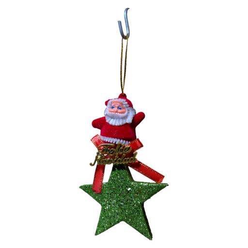 CHRISTMAS Star With Santa 2 In Bag Asst. 2 Blue Red Green White