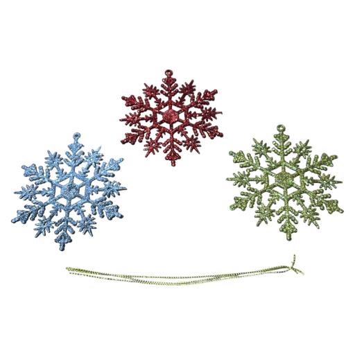 Christmas Snowflake 3 In Bag Silver Red GOLD