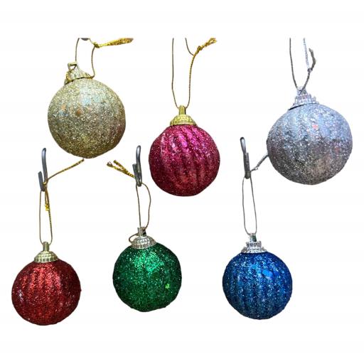 Christmas Balls 6 In Bag Asst. 6 Red Silver Purple GOLD Blue Green