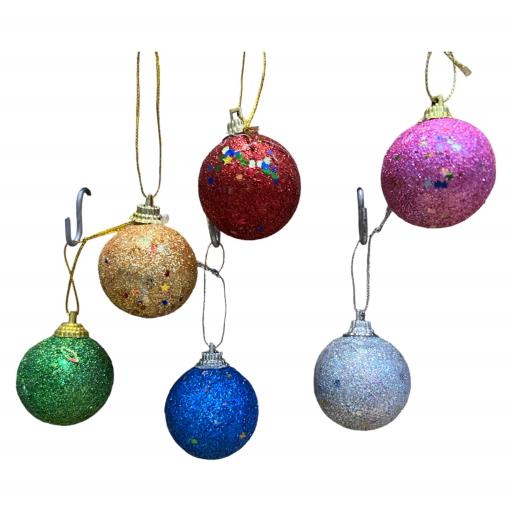 Christmas Balls 6 In Bag Asst. 6 Red Silver Purple GOLD Blue Green