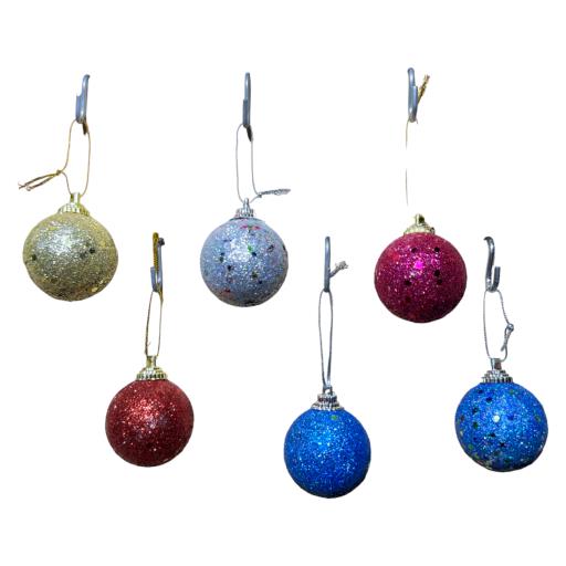 Christmas Balls 6 In Bag Red Silver Purple GOLD Blue Green