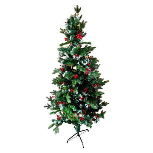CHRISTMAS Tree 5.9Ft With Red Cherry Green WhiteRed