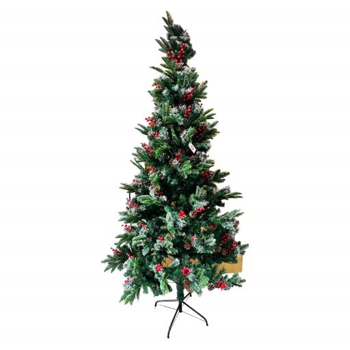CHRISTMAS Tree 6.8Ft With Red Cherry Green WhiteRed