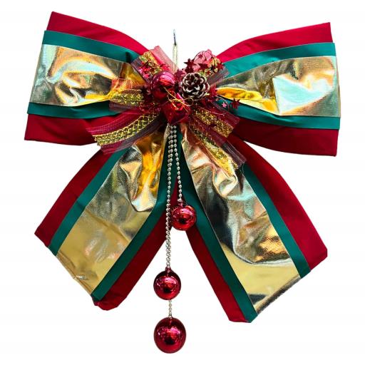 CHRISTMAS Bow 45Cm Red GreenGold