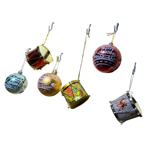 CHRISTMAS Ornaments Asst. Pack Of 6 Pink Purple Green BlueRed