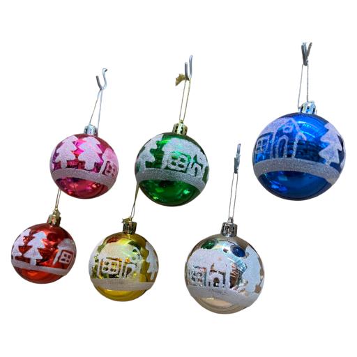 CHRISTMAS Balls 6 PinkBlue Silver Green Red Gold