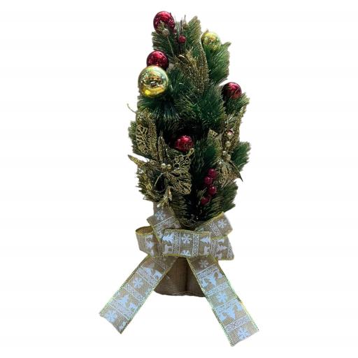 Tabletop Fully Decoraed CHRISTMAS Tree Asst. 2Gold Green Red