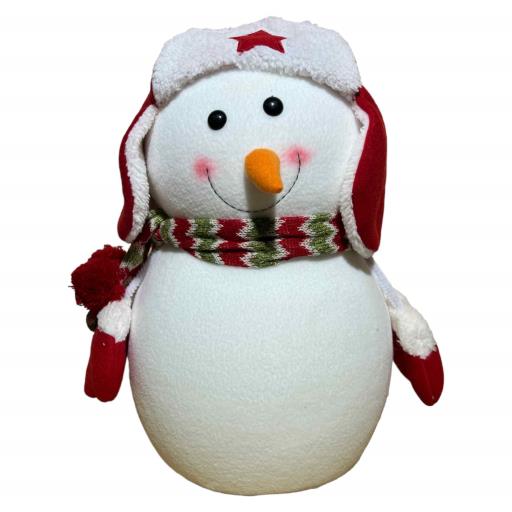 Snow Man With Winter Cap  White Green Red