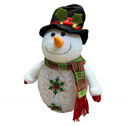 Led Snow Man With Top HAT  White Green RED Black
