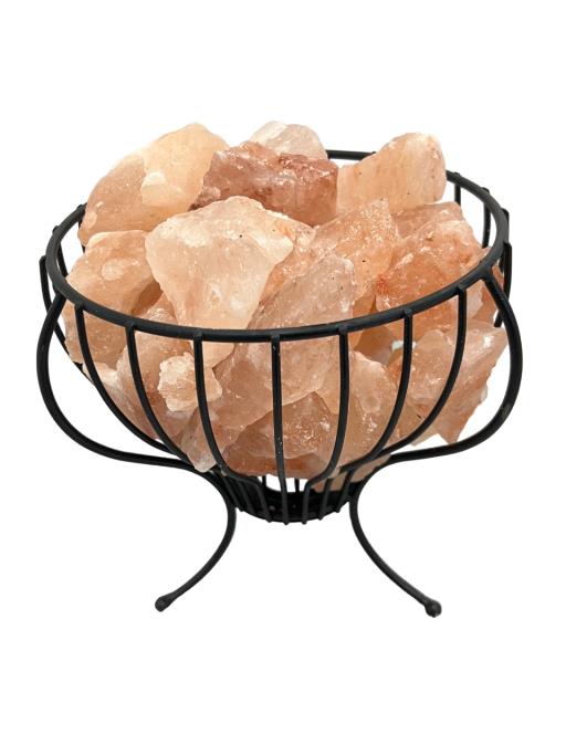 Himlayan Salt LAMP Fire Bowl With Metal Cage & Pink Salt Chunks