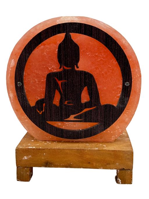 Himlayan 3D Salt LAMP With Wooden Base Buddha
