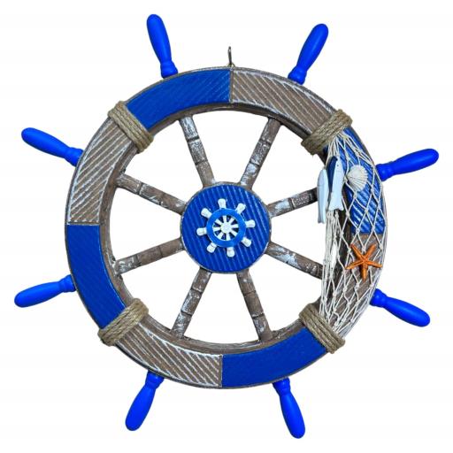 Ship Wheel With FISHING Net Starfish Fish And Seashell